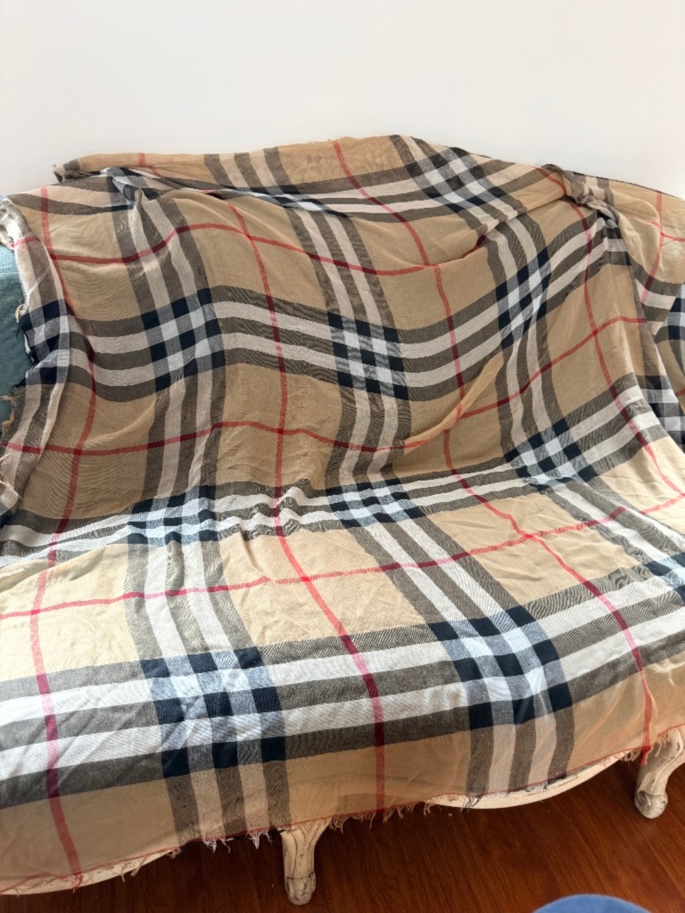 Large Plaid Cotton  Shawl